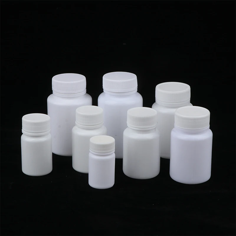

5Pcs 15ml -100ml White Plastic Empty Sealing Bottles Solid Powder Medicine Pill Capsule Containers Reagent Liquid Packing Bottle