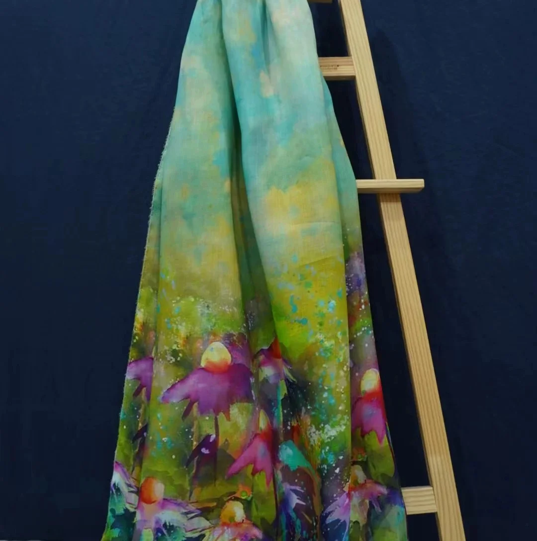 

High quality ramie fabric High-end gowns dresses trousers shirts and jackets tissu brand Positioning flower patchwork