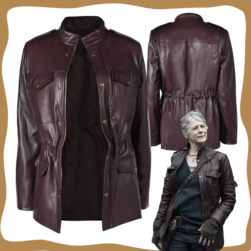 Carol Peletier Косплэй женская коричневая кожаная куртка пальто прогулочный костюм