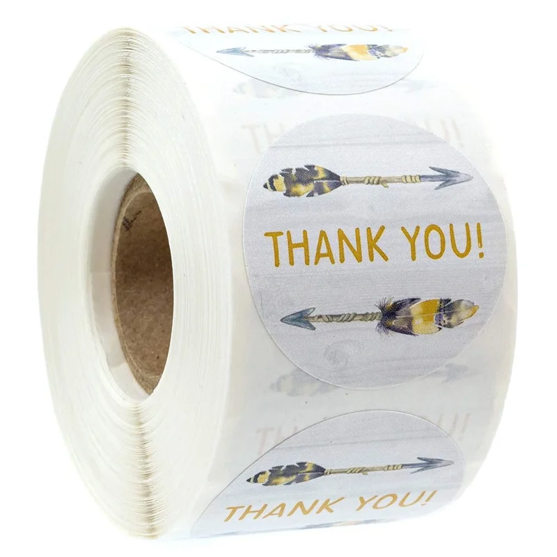 

50-500pcs Round White Thank You Sticker Commercial Self-adhesive Labels Stationery Gift Wrapping Packaging Stickers Autocollant