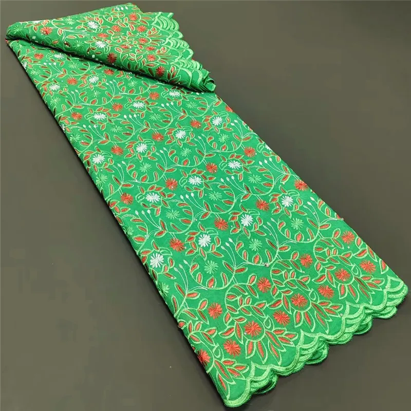 

5 Yard Swiss Voile Lace Fabric Latest Heavy Beaded Embroidery African 100% Cotton Popular Dubai Style For Party Cloth Material 8