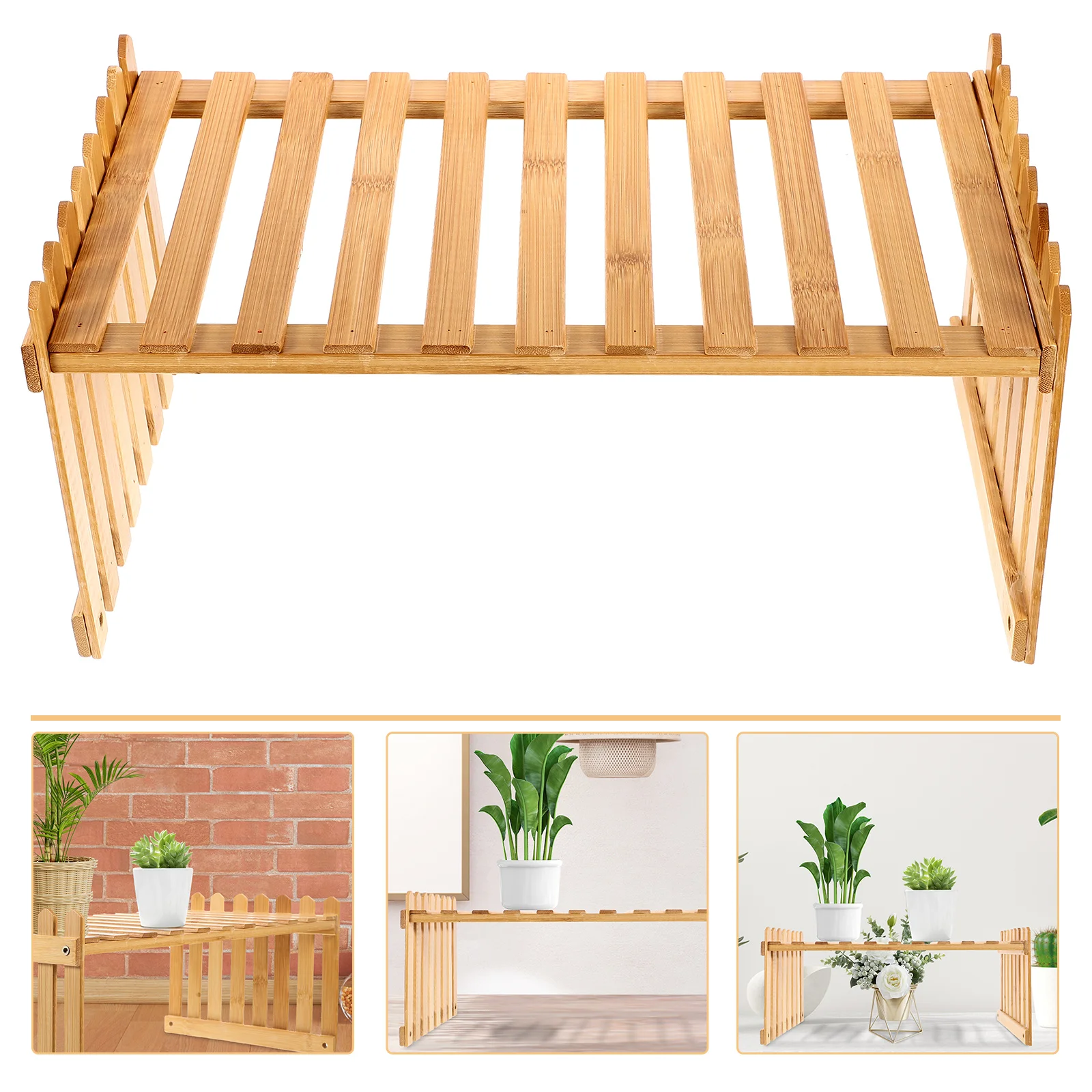 

Bamboo Stand Pot Stand Balcony Planter Rack Home Decoration