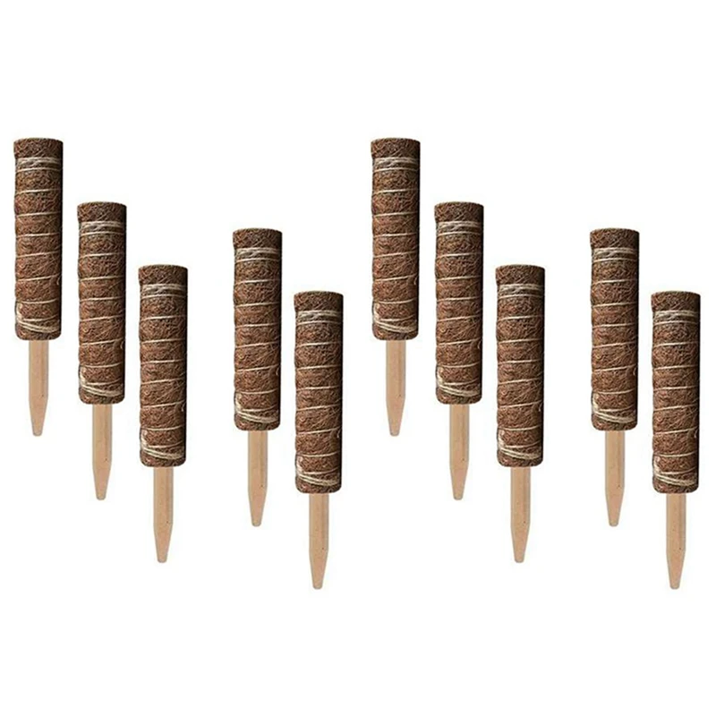 

10PCS Plant Stakes 50 Cm Plant Supports - Natural And Organic Coco Coir Moss Pole Totem Garden Flower Support Stake