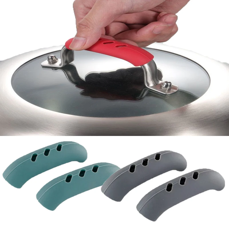 

Kitchen Silicone Pot Handle Sleeve Washable Heat Insulation Oven Mitt Glove Anti-Slip Handle Covers Pot Lid Clip Holder Tool