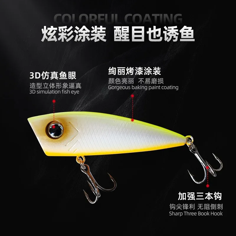 Фото Новые рыболовные приманки Topwater Popper Bait 6,3 см 6,3 г Жесткая приманка для форели Бас Искусственные воблеры Пластиковая приманка Рыболовные снасти с крючком №4
