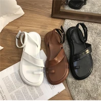 clip toe women sandals fashion brown gladiator flats heel ladies rome shoes female thick bottoms flat sandals zapatos de mujer