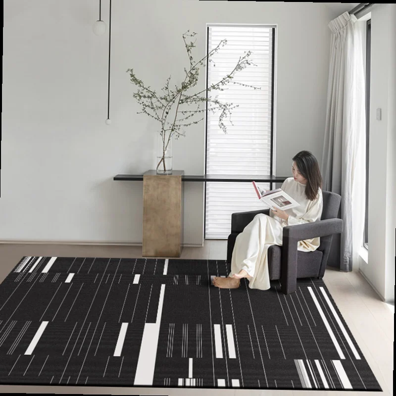 

Лидер продаж, современные минималистичные черные художественные модсветильник коврики из полиэстера для большой гостиной, спальни