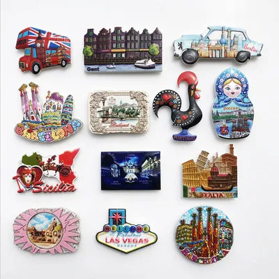 

Italy Spain USA Holland Portugal Travel Souvenir Decorative craft gifts UV magnetic refrigerator magnets