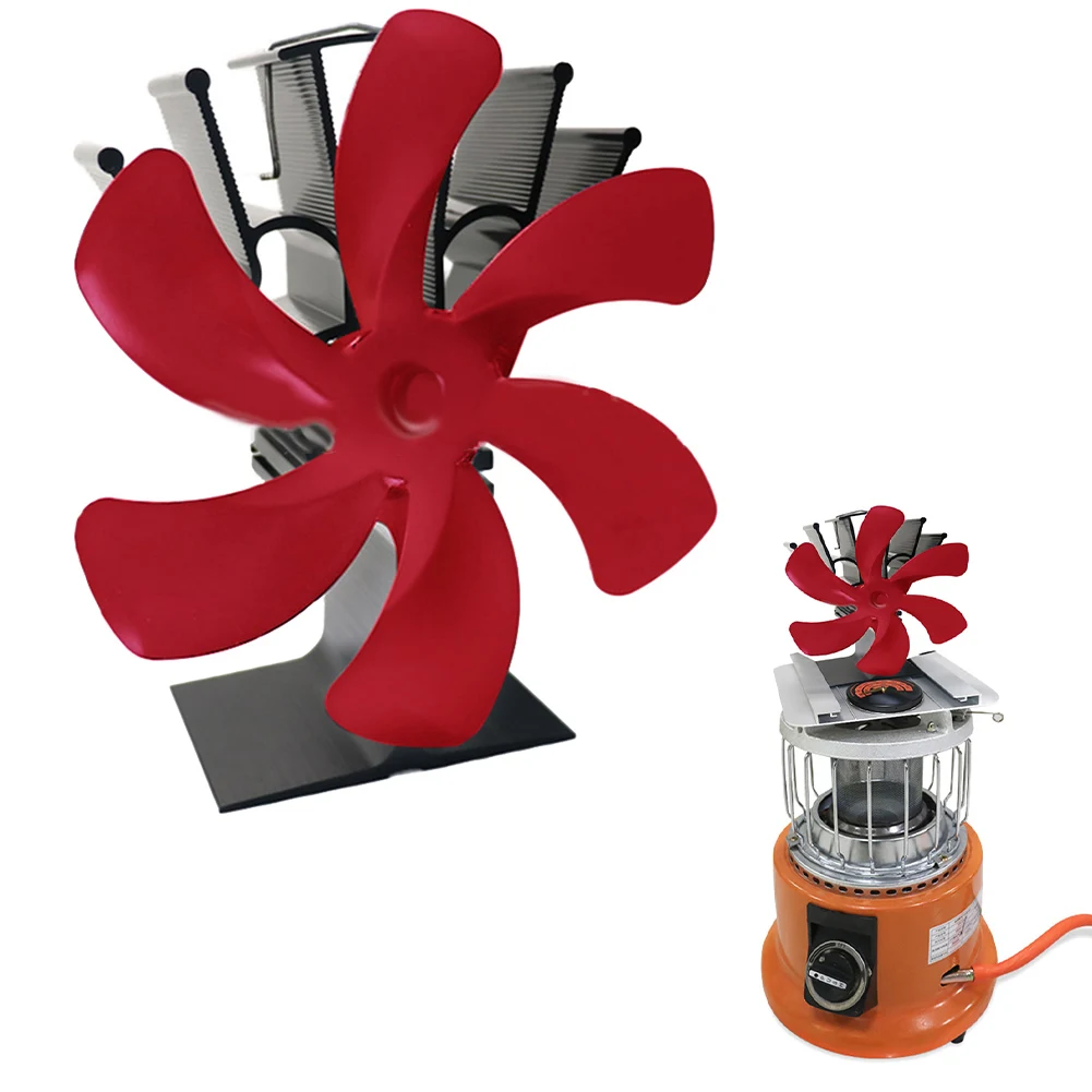 

1pcs Brand New Fireplace Stoves Fireplace Fan Heating Fans For Fireplace Quiet Operation Red Unpowered 6 Blade