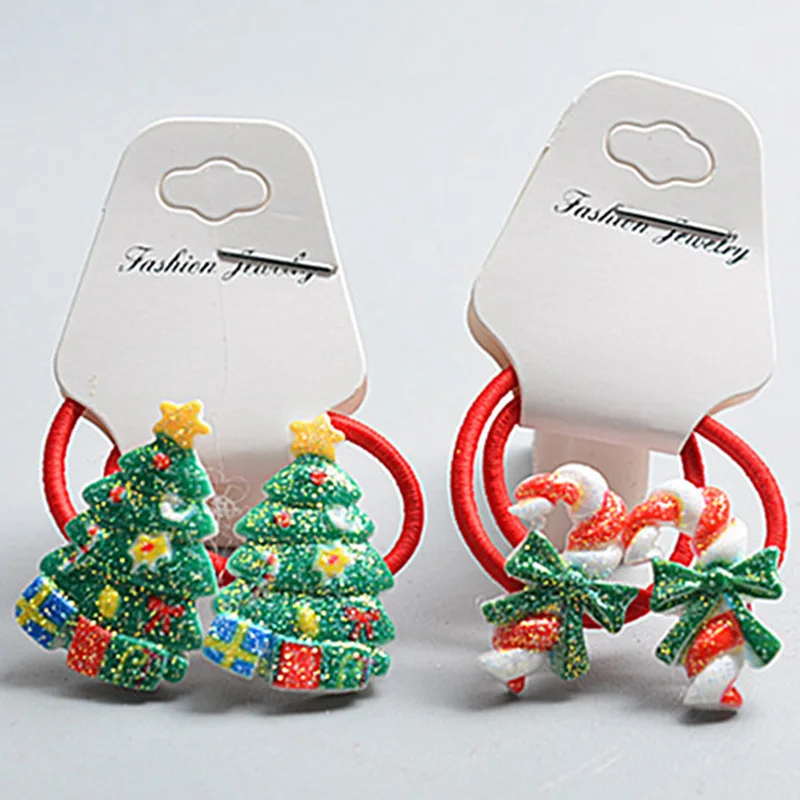 1 пара 15 стилей мультяшная Рождественская елка Снеговик Лось звезда резинки для