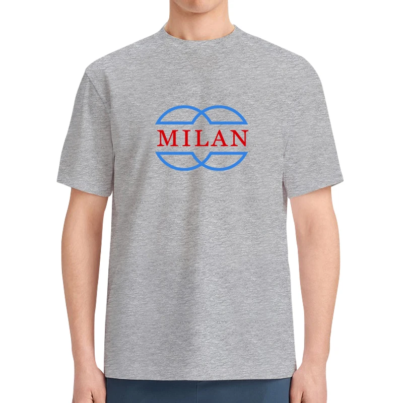 Футболка мужская с круглым вырезом из дышащего хлопка принтом Милана