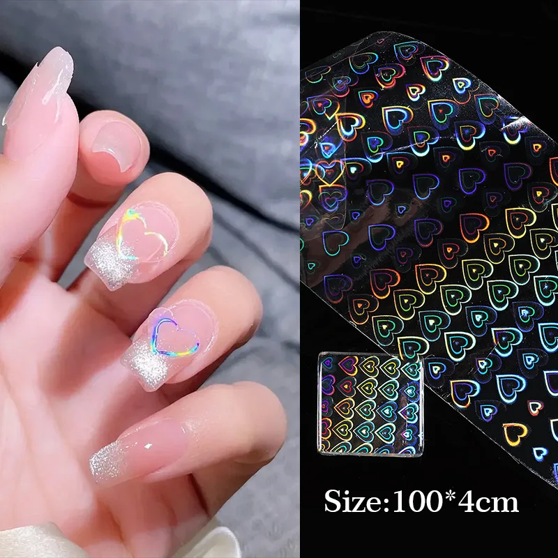 

Nail Transfer Sticker Starry Foils Nail Wraps Decal Manicure Colorful Glitter French Nail Love Heart Nail Decoration