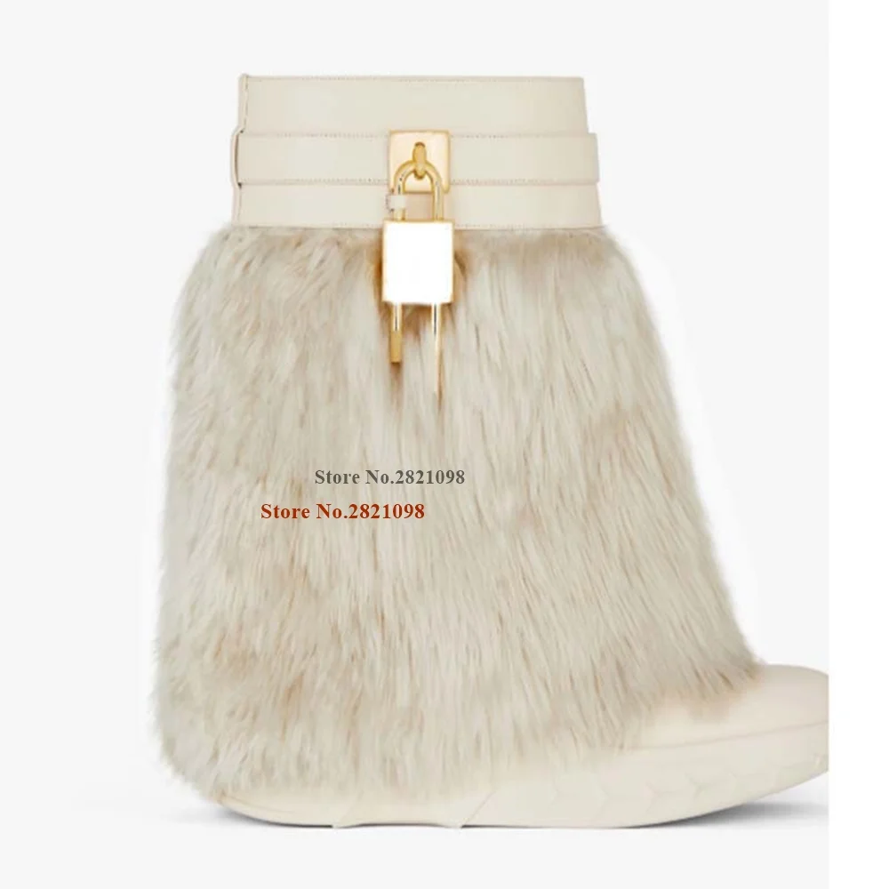 Роскошные сапоги из натуральной кожи с мехом Альпака на платформе замком акулы