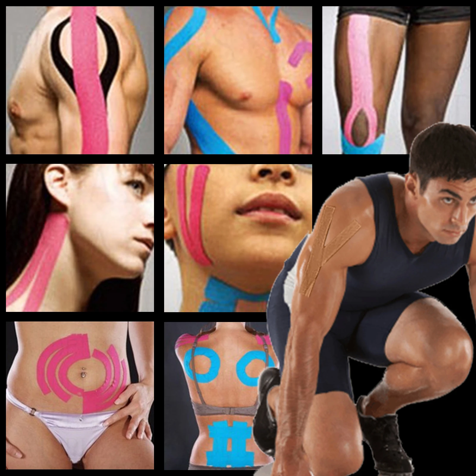 

Kinesiology Tape Muscle Bandage Sports Cotton Elastic Adhesive Strain Injury Tape Knee Muscle Pain Relief Stickers Breathable