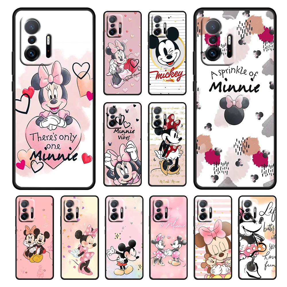 

Anime Mickey Minnie Mouse Case For Xiaomi 12 11 11T 10T Note 10 Mi 9T Ultra Pro Lite 5G Soft Silicone TPU Black Phone Cover