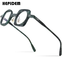 hepidem acetate glasses frame women 2022 new left square right round eyeglasses men myopia optical spectacles eyewear 9189