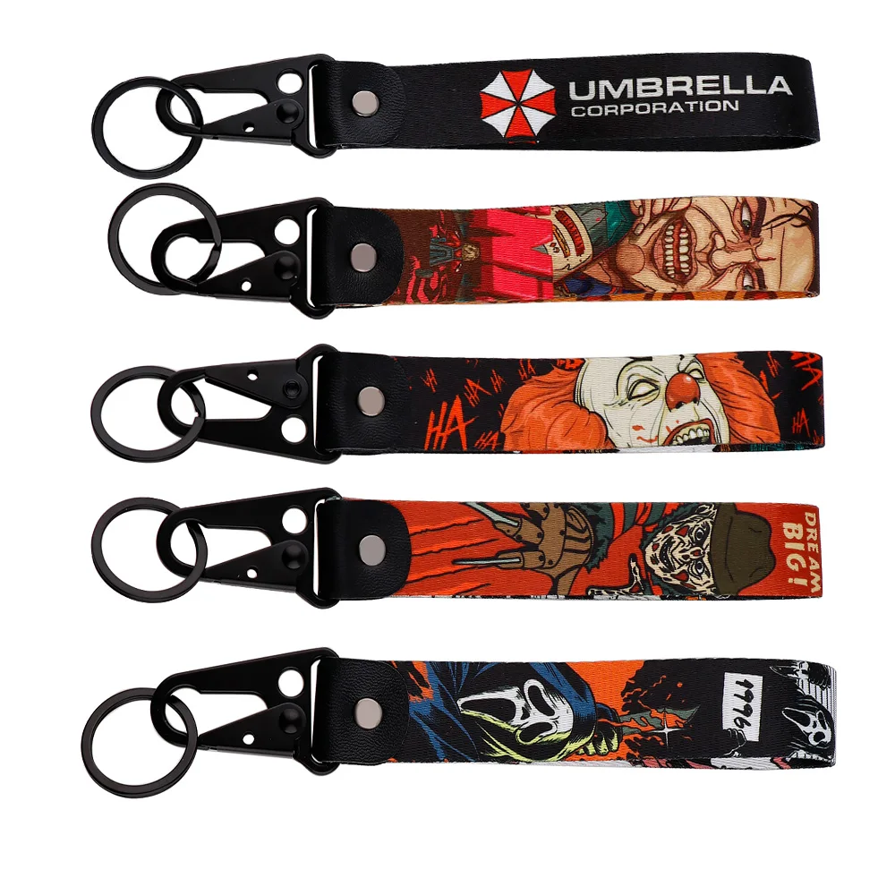 Halloween Decorations Horror Movie Series Key Fobs Holder Keychain for Motorcycles Key Tag Keyring Cool Chaveiro Accessories