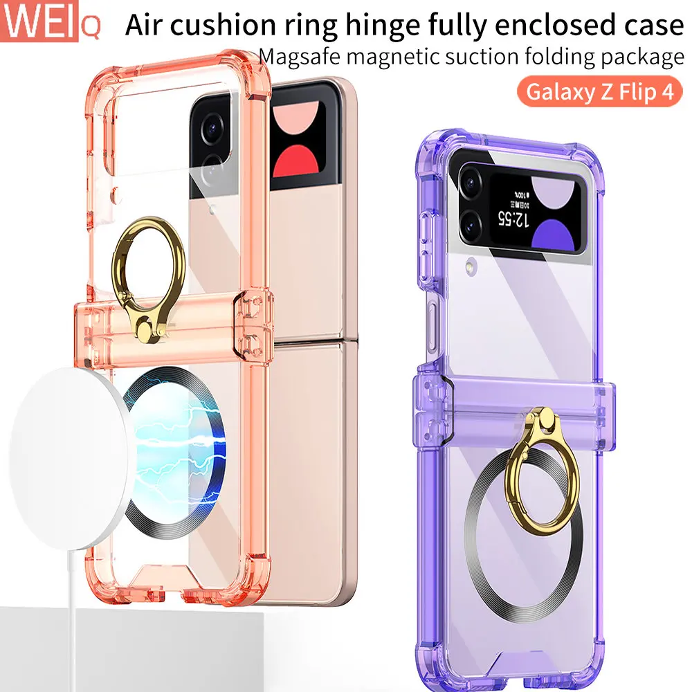 

For Samsung Galaxy Z Flip 4 5G Case Airbag Hinge Shockproof Protection Ring Stand Cover For Galaxy Z Flip4 Ring Bracket Case