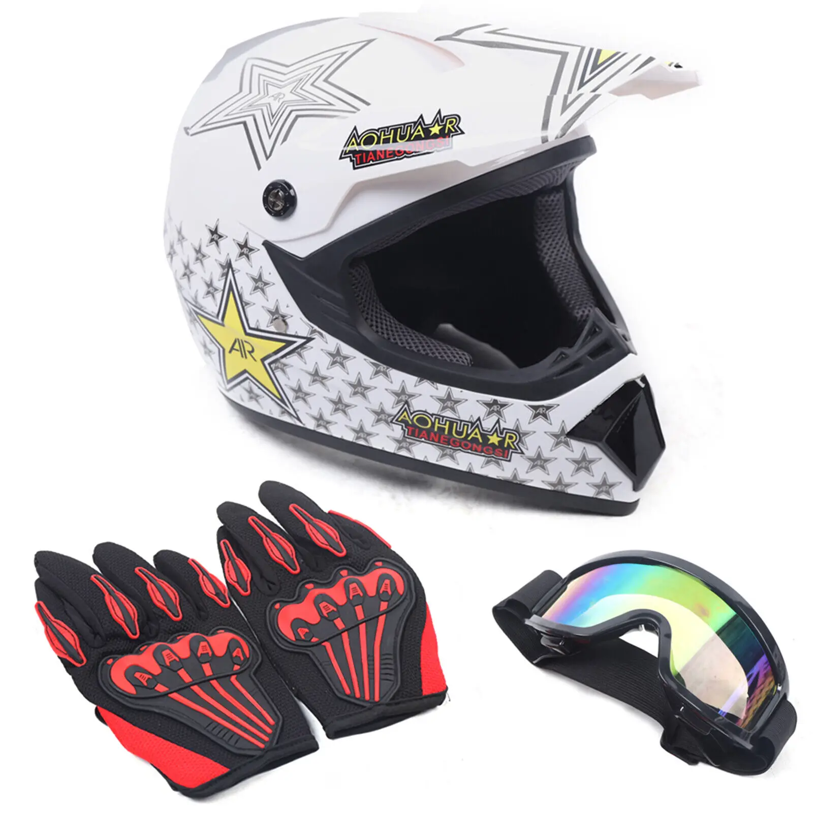 

Motorcycle Multi-Color Helmet Set Semi Removable Interior High-density ABS Shell