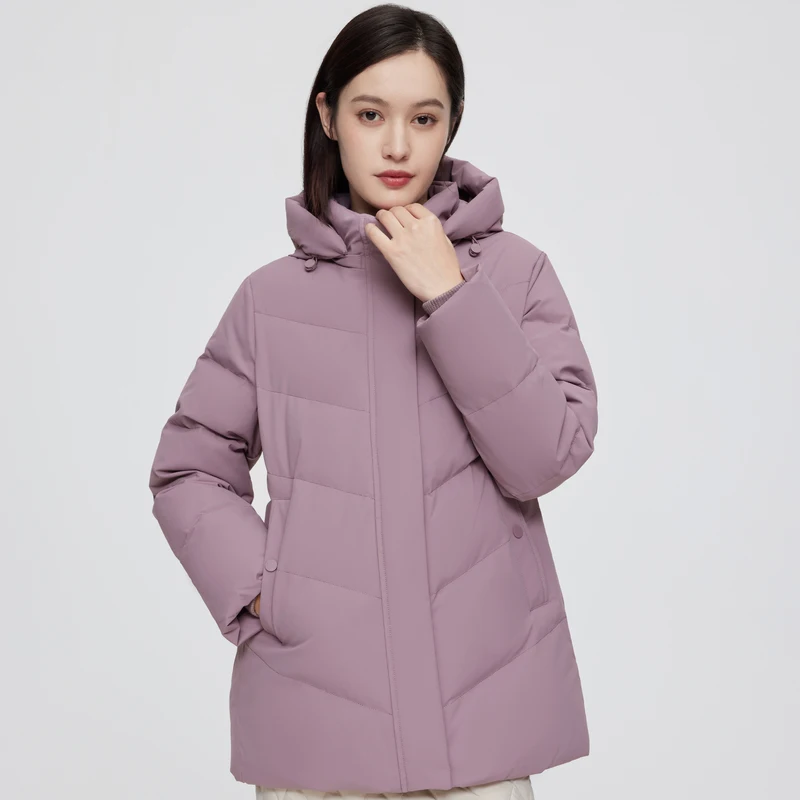 Зимнее пальто для женщин 2024 Модная приталенная пуховая куртка с капюшоном