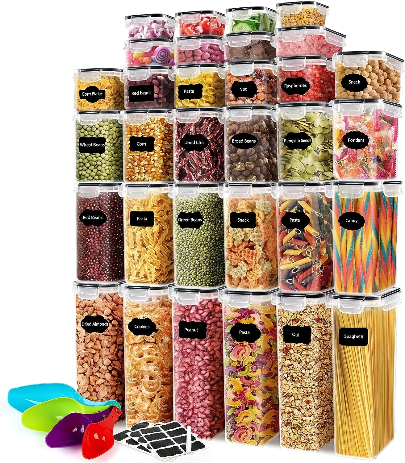 

PCS Airtight Food Storage Containers With Lids BPA Free,Cereal Containers Storage for Kitchen Pantry Organization and Storage, D