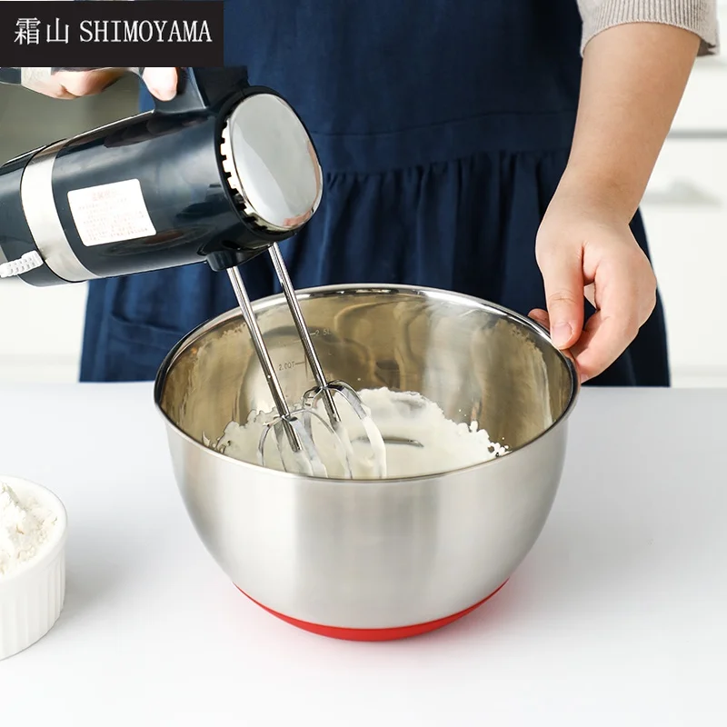 

SHIMOYAMA Stainless Steel Mixing Bowl Kitchen Egg Baking Mixer Salad Bowl Non-Slip Silicone Base Japan Style Food Storage Bowl