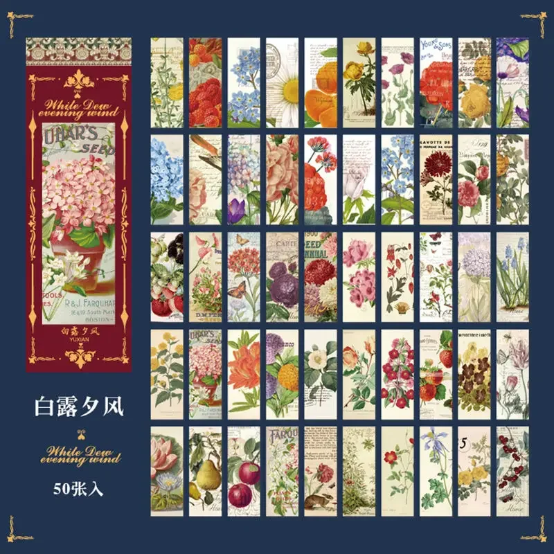 

50 Шт. Креативных Ретро-наклеек: Литературные Персонажи, Флора И Фауна, Декоративные Стикеры Для Дневника, Классические, 6 Ст...