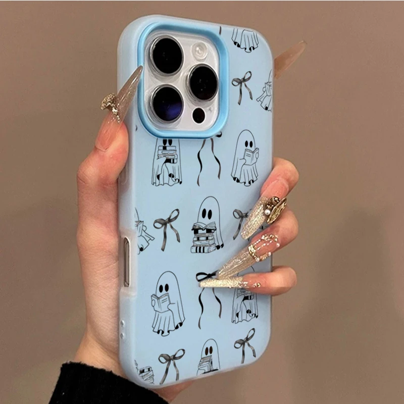 Милый чехол для телефона с изображением книжного призрака на Хэллоуин для iPhone 17 16 14 15 14 13 12 11 Pro Mx 7 8 Plus 17e 16e Air X XR XS Max. (art.: 3920dcc54564f) - 3920dcc54564f