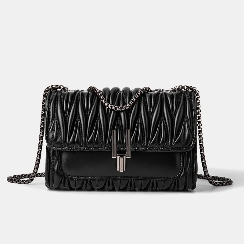

2023 New High-end Niche Design Pleated Chain Messenger Bag Fashionable Versatile One Shoulder Women's Crossbody Handbag Woman