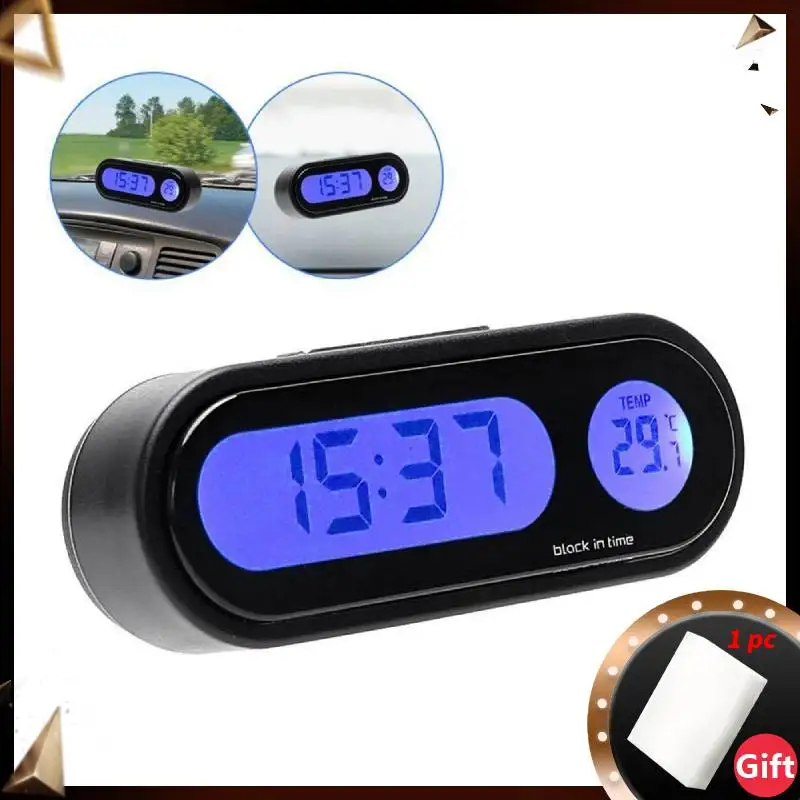 

Mini Electronic Clock Time Watch Car Auto Dashboard Clocks Luminous Thermometer Digital Display Car Styling Accessories Black