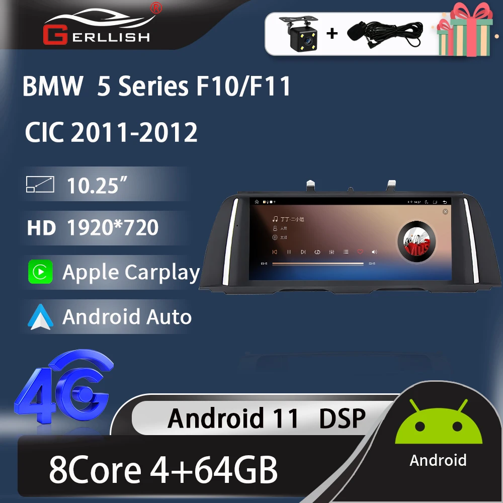 

Gerllish Android 11 Car Radio for BMW 5 Series F10 F11 2011 - 2012 Multimedia Player 2Din Carplay Stereo GPS DVD CIC Head Unit