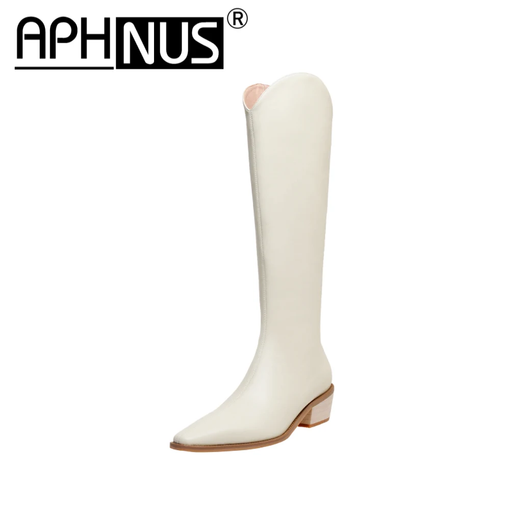 

APHNUS Womens Boots Tall Over The Knee Thigh High Mid High Heels Pumps Boots Woman 2023 Shoes For Women New Boot
