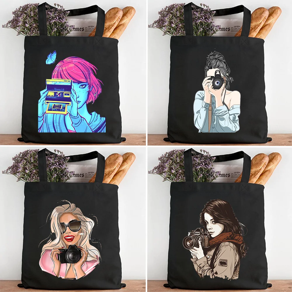 

Настраиваемая Ретро Милая смайлика фотография девушки влюбленная картина Женская Холщовая Сумка Для Покупок Сумка на плечо для покупок