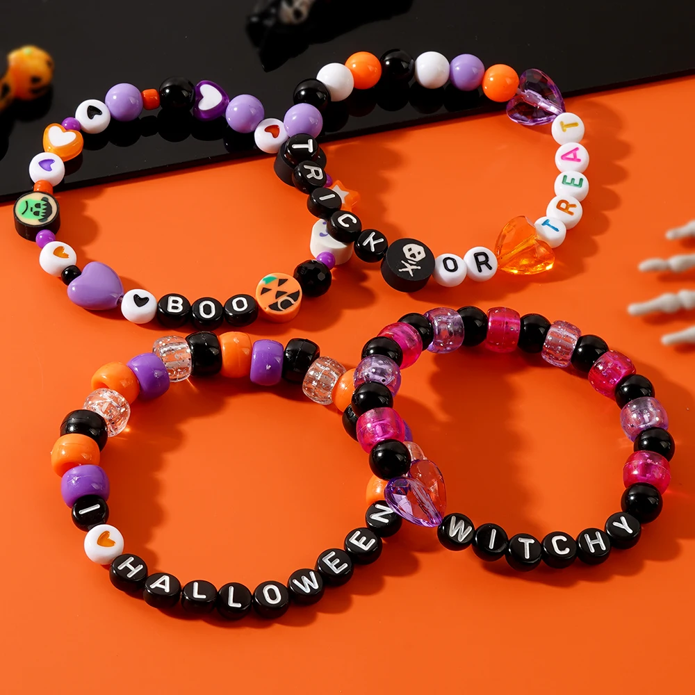 Браслет из мягкой глины с бусинами в виде призрака и тыквы 1 шт./4 шт.