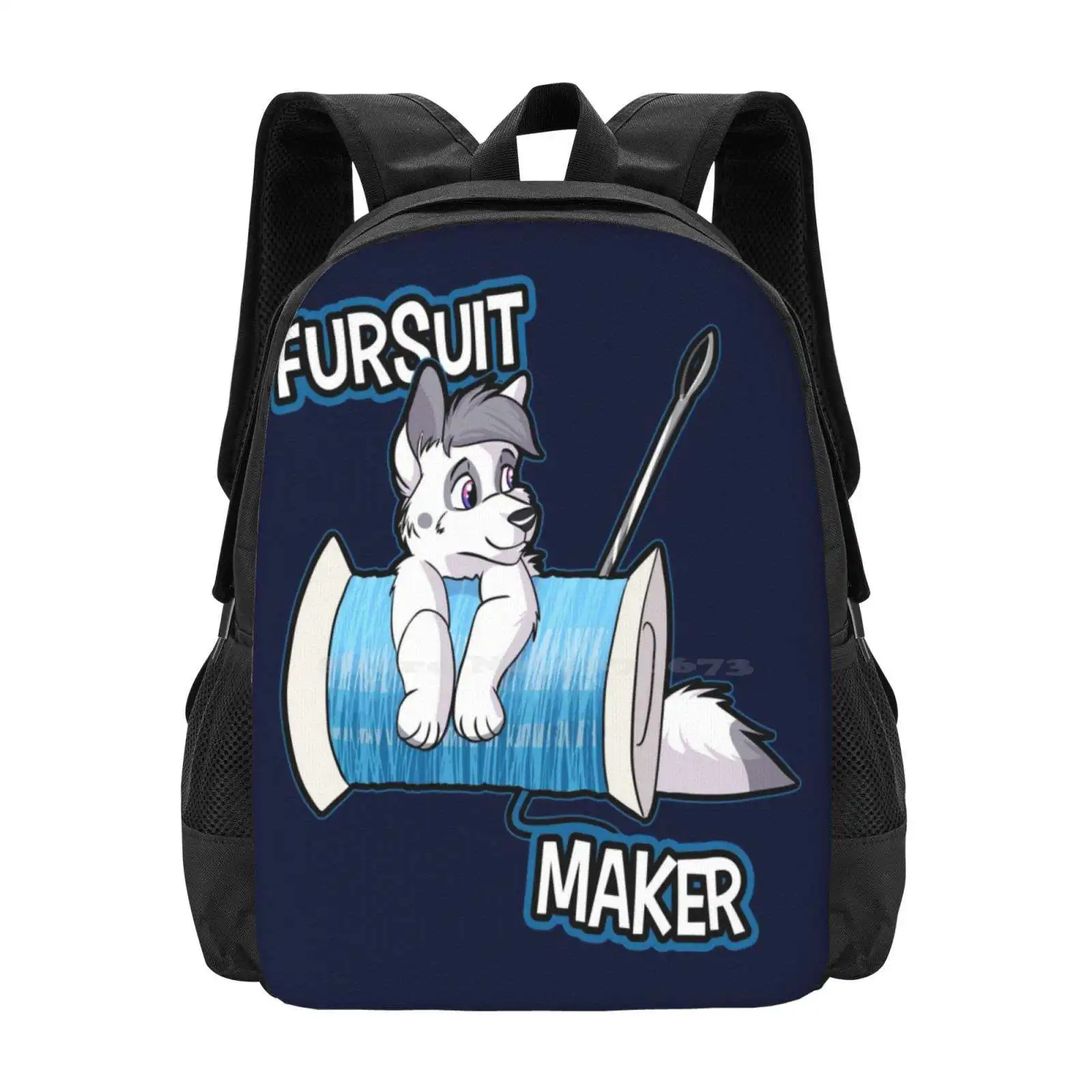 

Fursuit Maker Hot Sale Backpack Fashion Bags Furrys Furries Doggo Canine Wolf Cute Adorable Chibi Kawaii White Feral Quad Puppy