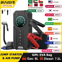 BUVAYE Car Jump Starter Air Pump Portable Air Compressor Multi-function Tire Inflator Auto Portable Battery Starter With EVA Bag