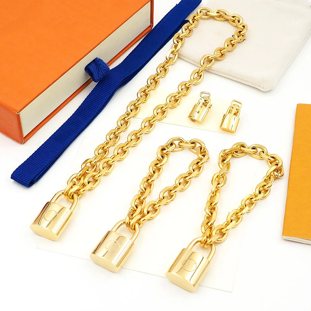

LOVE BANGL LW Edge Cadenas Jewelry suit BIG necklace Bracelet Earrings for woman designer T0P Advanced Materials 008