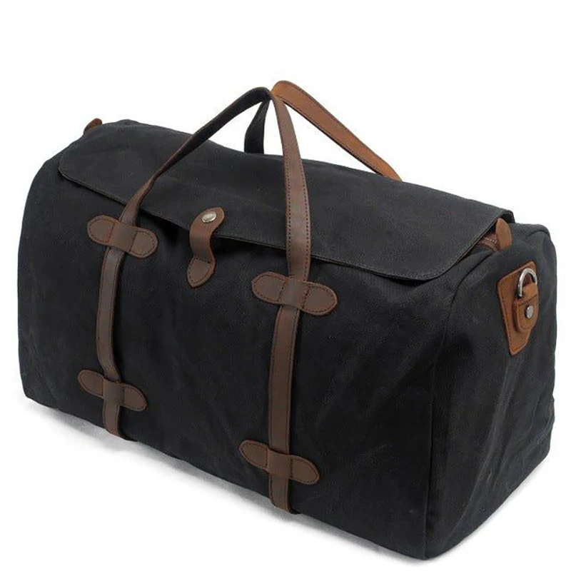 Vintage Waxed Canvas Travel Duffle Bags Large Capacity Weekend Shoulder For Men Overnight Multifunctional Hand Luggage XM60
