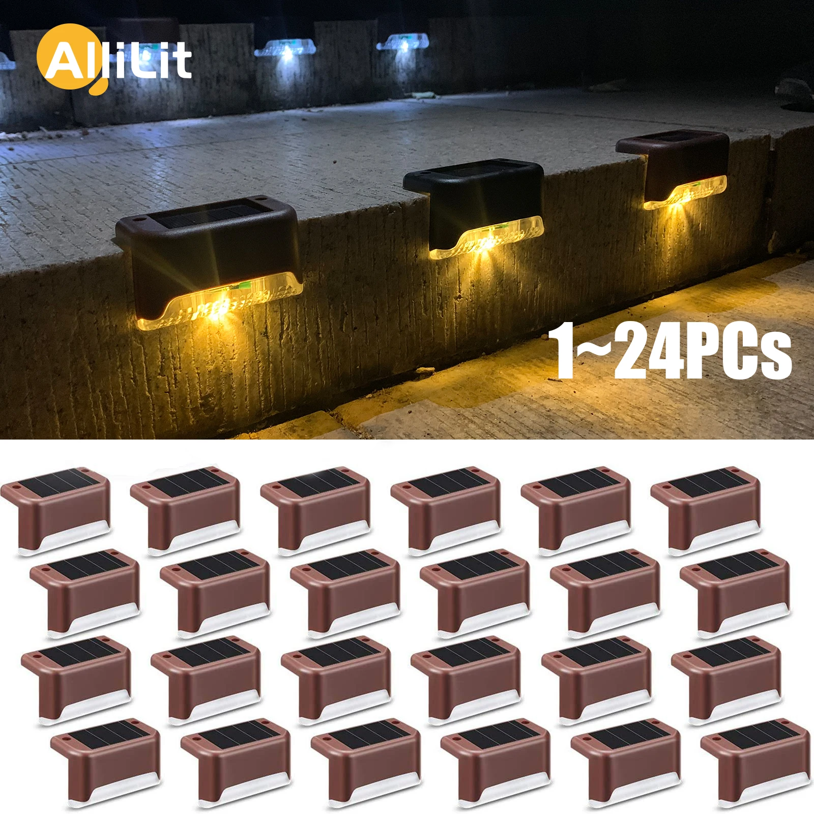 

1~24PCs Fence Lamp Solar Led Light Outdoor Garden Solar Lights IP65 Waterproof Motion Sensor Garden Decoration for Patio Stair
