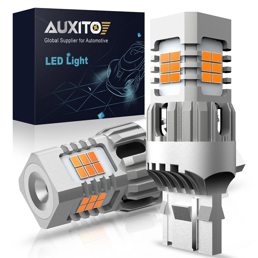 

AUXITO, Комплект Из 2 Светодиодных Ламп T20 (W21W, WY21W, 7440NA) Для Поворотников, Янтарные, Без Ошибок Canbus, 12В