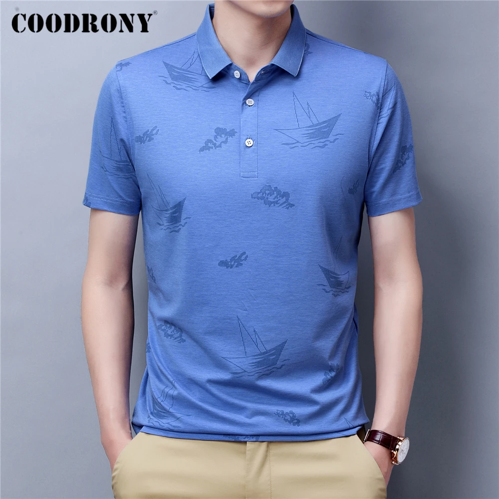 

COODRONY бренд лето новое поступление Бизнес Повседневная футболка поло мужская одежда Высокое качество Уличная футболка с коротким рукавом ...