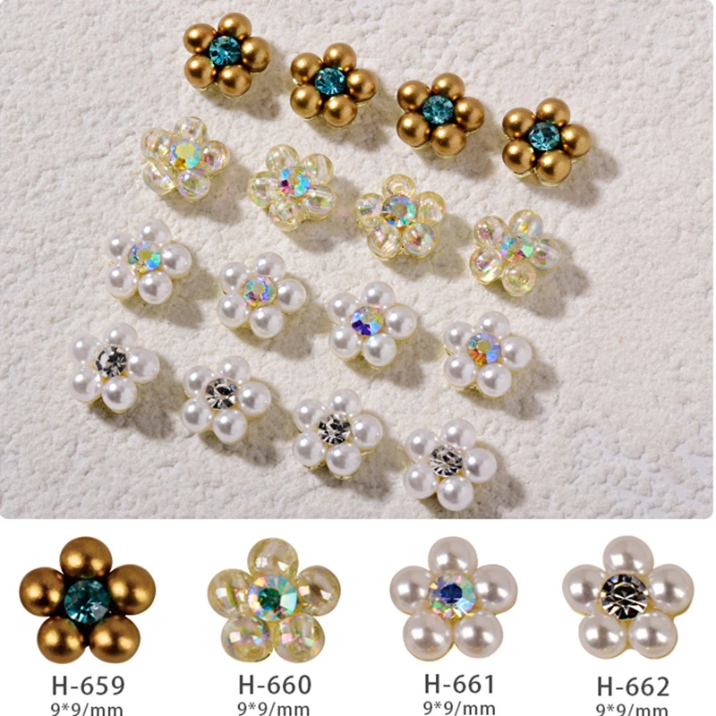 Misscheering винтажные ногти жемчуг кристалл цветок дизайн ногтей ювелирные изделия