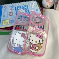 2022 cute cartoon bandai hello kitty leather cortex phone case for iphone 11 12 13 pro max x xs xr shockproof cover