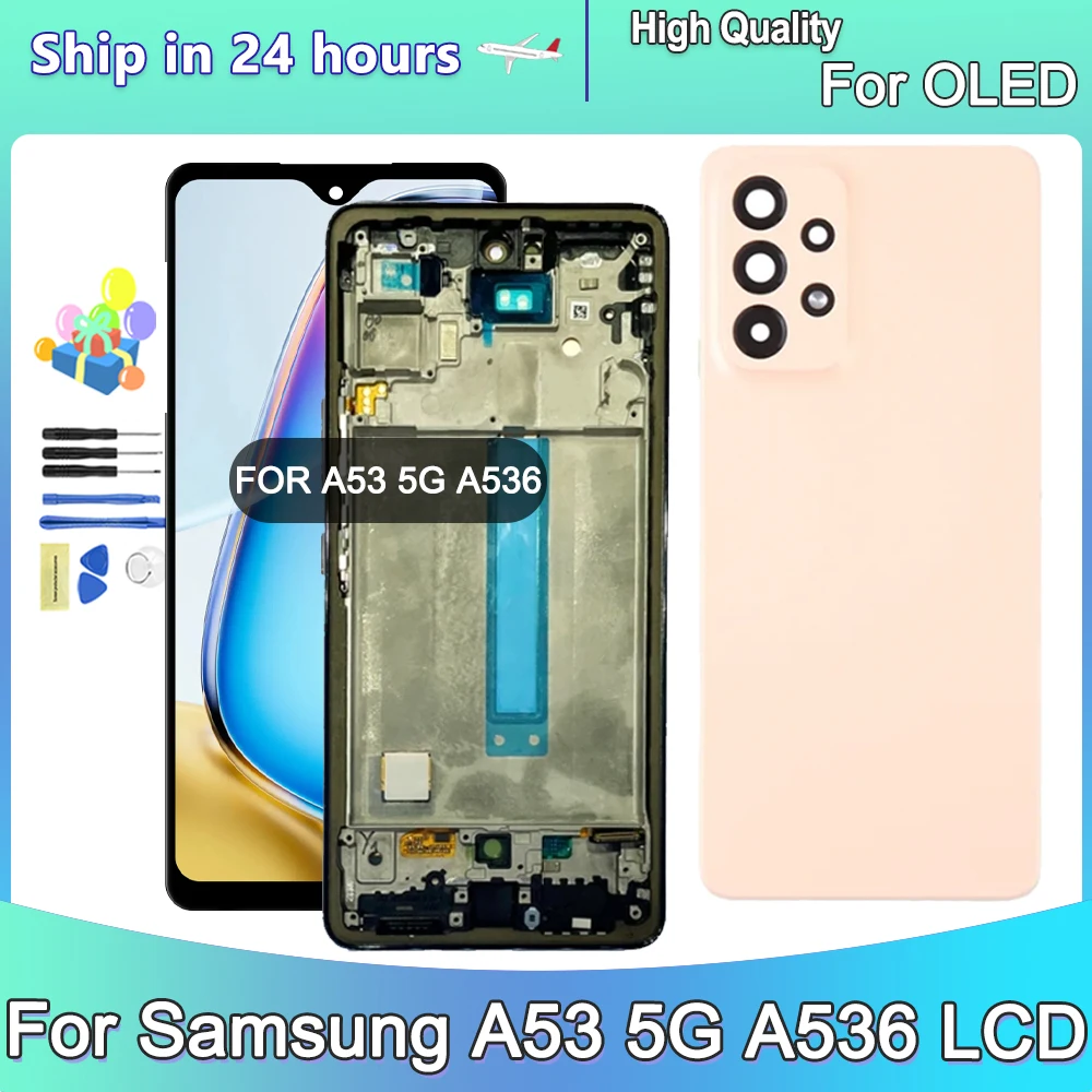 100% протестированный OLED для Samsung A53 5G A536B A536U ЖК-дисплей сенсорный экран с рамкой