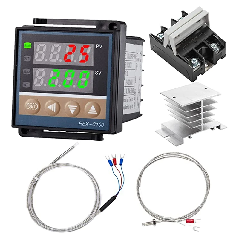 

100V AC To 240V AC Fahrenheit And Celsius PID Temperature Controller Parts Accessories Kits With Type K And PT100 Thermocouple