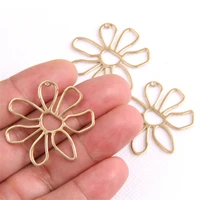 10 brass flower shape charm or pendants for earring findings jewelry supply large raw brass flower connector copper accessories