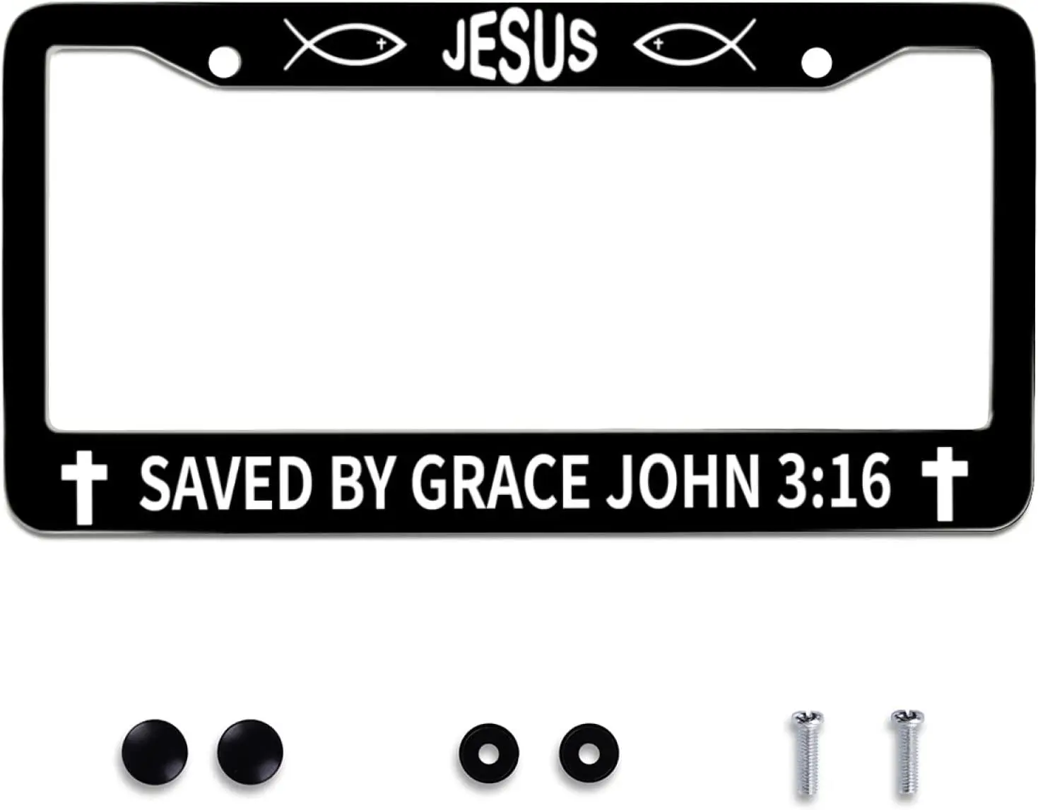 

Рамки номерного знака John 3:16 с Иисусом, персонализированная рамка номерного знака, автомобильные универсальные аксессуары, искусственная сталь