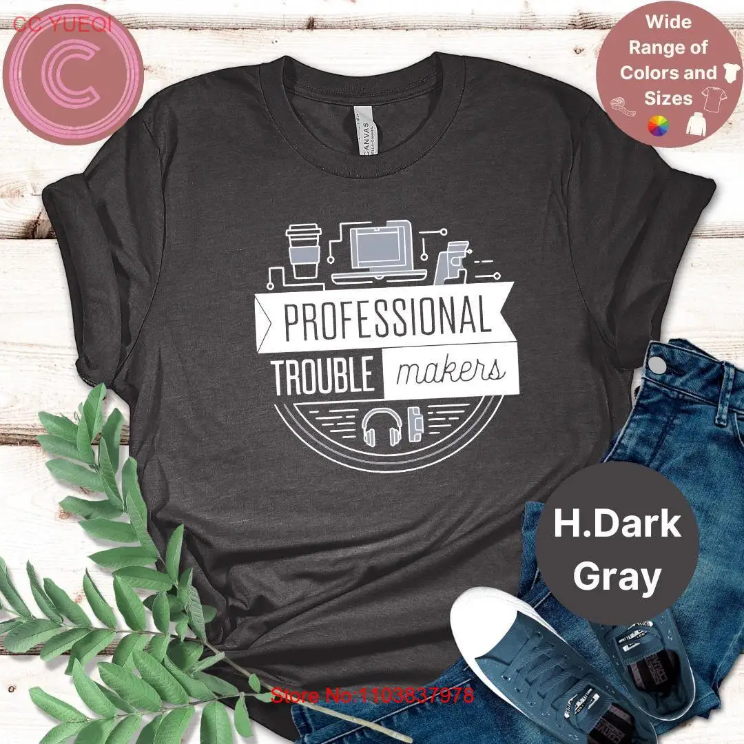 Профессиональная футболка Troublemakers забавный офисный юмор работа от дома вязный