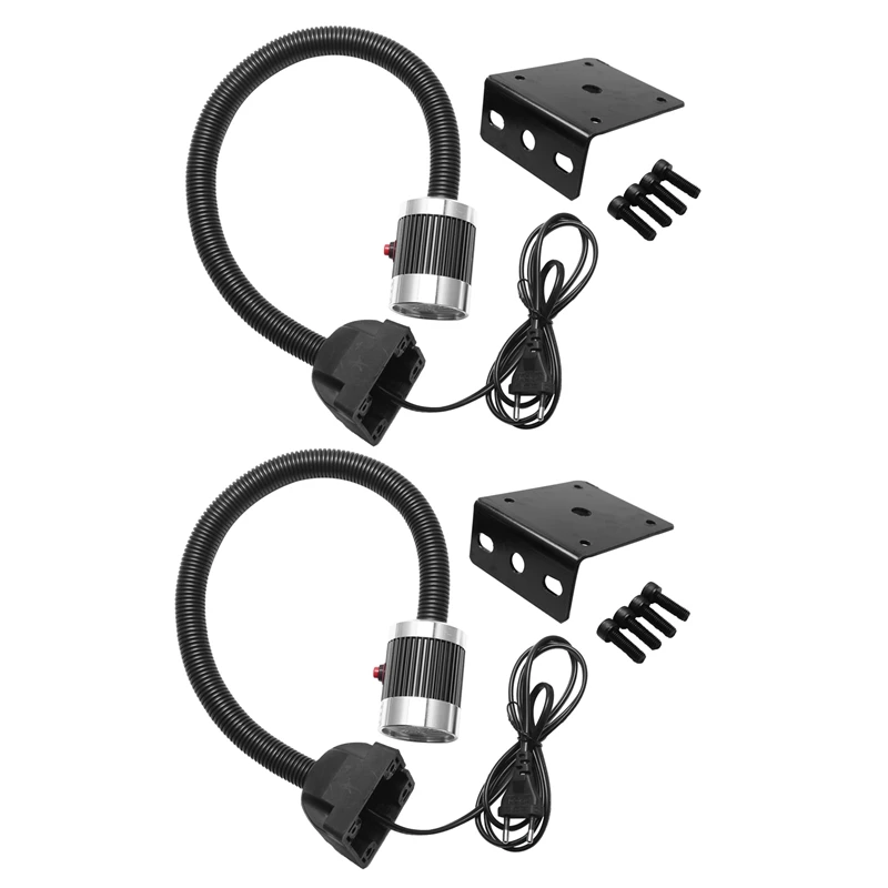 

New 2X 220V 9W LED Machine Work Lamp 50Cm Gooseneck Industrial Cnc Machine Lathe Tool Light Milling Machine Light EU Plug