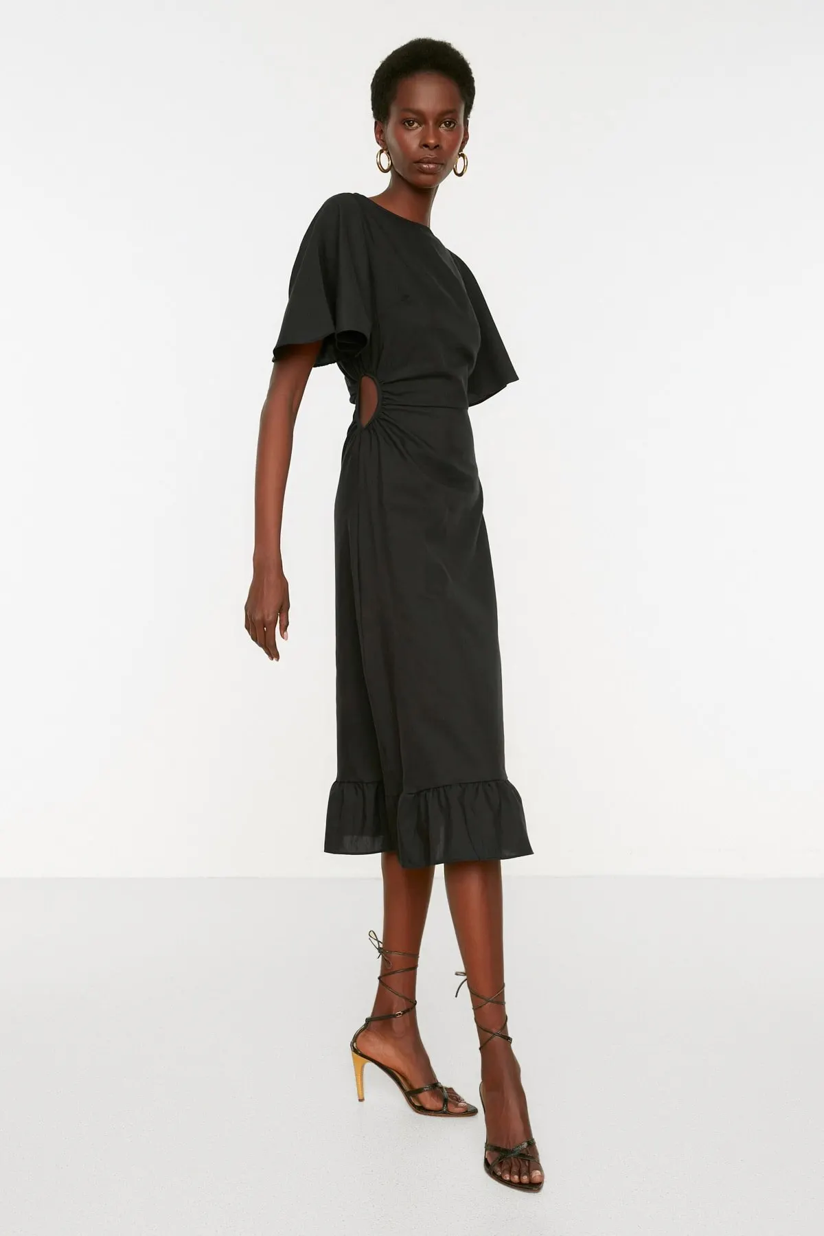 

Women's Dress Black Cut Out Detailed Elegant Fashion Casual Casual Comfortable Short Sleeve Summer Boho Beach Dress